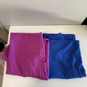 2 Pair Danskin Full Length Leggings Pockets Workout Athleisure‎ Blue Purple L